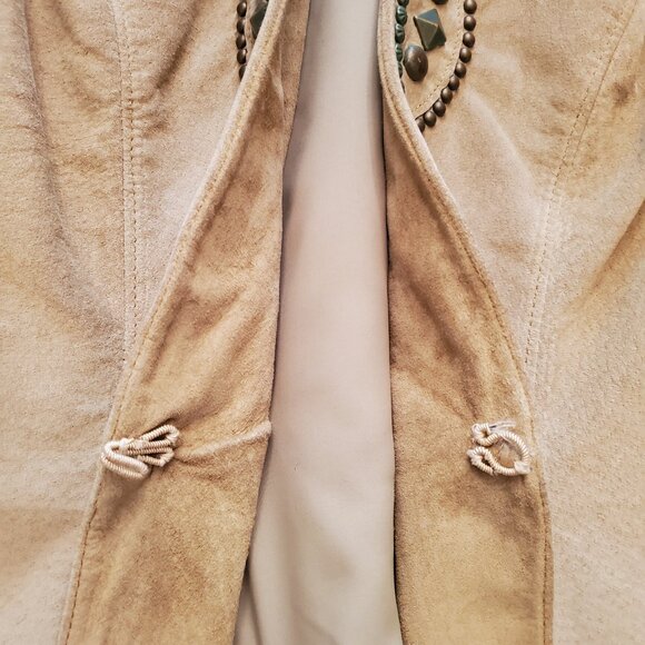 Double D Ranch Yoakum Texas Size M Pale Green Suede Leather Jacket with Studs - Picture 6 of 16